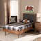Baxton Studio Tasha Mid-Century Dark Grey Fabric Upholstered and Walnut brown Finished Wood Platform Bed-Twin 192-11542-11158-ZORO - alternate 1